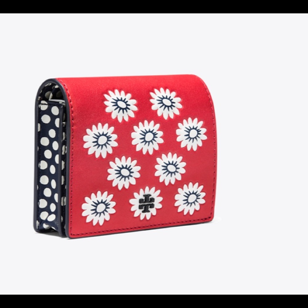 Authentic Tory Burch leather flowers snap wallet - Picture 4 of 8